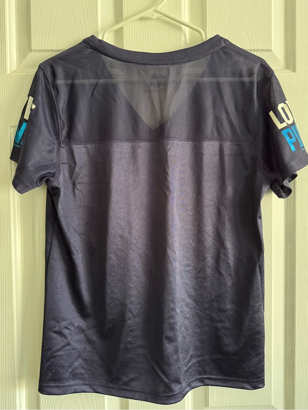 PINK Victoria's Secret NFL Chargers Sequin Jersey Mesh Shirt Medium Like New - Picture 4 of 5